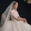 Luxury / Gorgeous Ivory Wedding Dresses 2021 Ball Gown Off-The-Shoulder Beading Lace Flower Short Sleeve Backless Royal Train Wedding