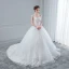 Elegant White Wedding Dresses 2018 Ball Gown Lace Flower Beading Sequins V-Neck Backless Sleeveless Chapel Train Wedding