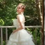 Charmant Ivory / Creme Brautkleider / Hochzeitskleider 2019 A Linie Rüschen Bandeau Applikationen Pailletten Spitze Blumen Ärmellos Rückenfreies Lange