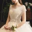 Classy Champagne Wedding Dresses 2019 Ball Gown V-Neck Sequins Lace Flower Sleeveless Backless Court Train