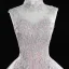 Classy Blushing Pink Prom Dresses 2019 Ball Gown High Neck Beading Sequins Pearl Lace Flower Sleeveless Backless Cascading Ruffles Floor-Length / Long Formal Dresses