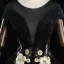 Classy Black Prom Dresses 2019 A-Line / Princess Scoop Neck Beading Crystal Pearl Rhinestone Lace Flower Short Sleeve Backless Floor-Length / Long Formal Dresses