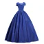 Elegant Royal Blue Prom Dresses 2019 Ball Gown Scoop Neck Glitter Tulle Cap Sleeves Backless Floor-Length / Long Formal Dresses