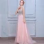 Élégant Rougissant Rose Robe De Bal 2018 Princesse Perlage Paillettes Cristal Perle V-Cou Dos Nu Sans Manches Longue Robe De Ceremonie