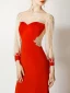 Luxury / Gorgeous Red Evening Dresses  2019 Trumpet / Mermaid Scoop Neck Lace Flower Long Sleeve Beading Tassel Sweep Train Formal Dresses