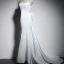 Elegante Ivory / Creme Abendkleider 2018 Mermaid Schleife Spaghettiträger Rückenfreies Ärmellos Sweep / Pinsel Zug Festliche Kleider