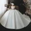 Modest / Simple Elegant Ivory Satin Wedding Dresses 2021 Ball Gown Off-The-Shoulder Bow Short Sleeve Backless Royal Train Wedding