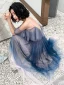 Chic / Beautiful Gradient-Color Evening Dresses  2019 A-Line / Princess Spaghetti Straps Sleeveless Backless Floor-Length / Long Formal Dresses