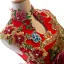 Chinese style Transparent Red Prom Dresses 2019 A-Line / Princess High Neck Beading Sequins Crystal Lace Appliques Sleeveless Floor-Length / Long Formal Dresses