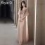 Simple Rougissant Rose Daim Robe Demoiselle D'honneur 2021 Princesse V-Cou Manches Courtes Dos Nu Longue Robe Pour Mariage