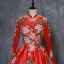 Chinese style Vintage / Retro Red Quinceañera Prom Dresses 2019 Ball Gown High Neck Pearl Lace Flower Long Sleeve Backless Floor-Length / Long Formal Dresses