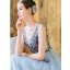 Charming Silver Evening Dresses  2019 A-Line / Princess V-Neck Beading Sequins Sleeveless Backless Floor-Length / Long Formal Dresses