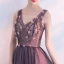 Elegant Black Prom Dresses 2018 A-Line / Princess Beading Appliques V-Neck Backless Sleeveless Floor-Length / Long Formal Dresses