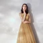 Chic / Beautiful Gold Ruffle Evening Dresses  2019 A-Line / Princess Scoop Neck Beading Lace Flower Sleeveless Floor-Length / Long Formal Dresses