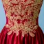 Elegant Burgundy Evening Dresses  2019 A-Line / Princess Scoop Neck Gold Lace Appliques 3/4 Sleeve Sweep Train Formal Dresses