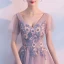 Chic / Beautiful Pearl Pink Prom Dresses 2018 A-Line / Princess Beading Crystal Lace Appliques V-Neck Backless Short Sleeve Floor-Length / Long Formal Dresses