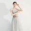 Chic / Beautiful Grey Prom Dresses 2019 A-Line / Princess Square Neckline Beading Rhinestone Sleeveless Backless Floor-Length / Long Formal Dresses
