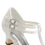 Elegant Ivory Satin Lace Wedding Shoes 2021 T-Strap 5 cm Thick Heels Pointed Toe Wedding High Heels