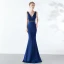 Chic / Beautiful Solid Color Burgundy Evening Dresses  2019 Trumpet / Mermaid V-Neck Beading Crystal Sleeveless Backless Floor-Length / Long Formal Dresses