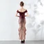 Scintillantes Bordeaux Robe De Soirée 2019 De l'épaule Paillettes Manches Courtes Dos Nu Asymétrique Robe De Ceremonie