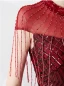 Chic / Beautiful Burgundy Evening Dresses  2019 Trumpet / Mermaid High Neck Beading Tassel Crystal Sequins Short Sleeve Floor-Length / Long Formal Dresses