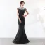 Élégant Champagne Robe De Soirée 2019 Trompette / Sirène Encolure Dégagée Perlage Perle Faux Diamant Sans Manches Longue Robe De Ceremonie
