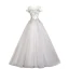 Élégant Gris Robe De Bal 2019 Princesse Encolure Dégagée Perle Faux Diamant Appliques En Dentelle Fleur Sans Manches Dos Nu Longue Robe De Ceremonie