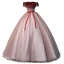 Elegant Blushing Pink Quinceañera Prom Dresses 2019 Ball Gown Off-The-Shoulder Appliques Lace Flower Bow Short Sleeve Backless Floor-Length / Long Formal Dresses