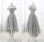 Schöne Grau Glanz Abendkleider 2018 A Linie Pailletten Off Shoulder Rückenfreies Ärmellos Asymmetrisch Festliche Kleider