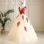 Classy Champagne Prom Dresses 2019 A-Line / Princess Scoop Neck Beading Crystal Lace Flower Sleeveless Backless Floor-Length / Long Formal Dresses
