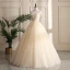 Chic / Beautiful Champagne Prom Dresses 2019 A-Line / Princess Off-The-Shoulder Pearl Sequins Lace Flower Appliques Sleeveless Backless Floor-Length / Long Formal Dresses