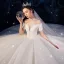 Charmant Ivoire Robe De Mariée 2019 Robe Boule De l'épaule Perlage Paillettes Manches Courtes Dos Nu Cathedral Train