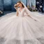 Charmant Ivoire Robe De Mariée 2019 Robe Boule V-Cou Noeud En Dentelle Fleur 1/2 Manches Dos Nu Royal Train