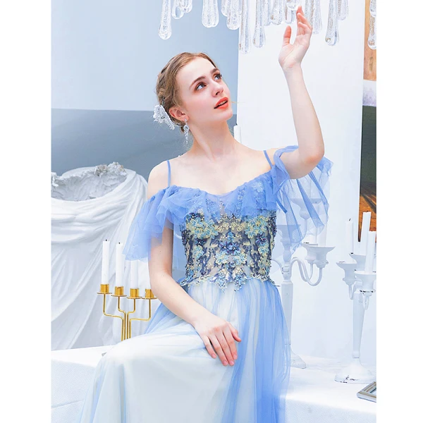 Chic / Beautiful Pool Blue Evening Dresses 2019 A-Line / Princess Spaghetti Straps Beading Lace Flower Short Sleeve Backless Floor-Length / Long Formal Dresses