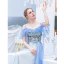 Chic / Beautiful Pool Blue Evening Dresses  2019 A-Line / Princess Spaghetti Straps Beading Lace Flower Short Sleeve Backless Floor-Length / Long Formal Dresses