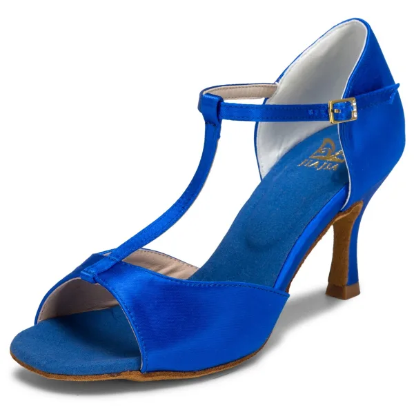 Chic / Beautiful White Prom Latin Dance Shoes 2021 T-Strap 7 cm Stiletto Heels Pointed Toe Womens Sandals High Heels
