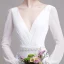 Charmant Couleur Unie Blanche Plage Robe De Mariée 2019 Trompette / Sirène V-Cou Perle En Dentelle Fleur Ceinture Manches Longues Dos Nu Train De Balayage