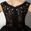 Chic / Belle Noire Robe De Cocktail 2018 Robe Boule Cristal Paillettes Dentelle Encolure Carrée Sans Manches Courte Robe De Ceremonie
