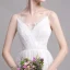 Chic / Belle Champagne Plage Robe De Mariée 2019 Princesse Bretelles Spaghetti En Dentelle Fleur Sans Manches Dos Nu Train De Balayage