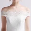 Edles Weiß Brautkleider / Hochzeitskleider 2019 A Linie Off Shoulder Perle Spitze Blumen Ärmellos Rückenfreies Sweep / Pinsel Zug