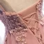 Chic / Belle Perle Rose Robe De Cocktail 2019 Princesse Bretelles Spaghetti Perlage Paillettes En Dentelle Fleur Sans Manches Dos Nu Asymétrique Robe De Ceremonie