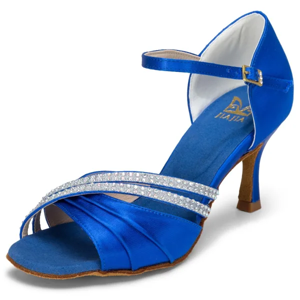 Modern / Fashion Bronze Prom Rhinestone Latin Dance Shoes 2021 7 cm Stiletto Heels Open / Peep Toe Womens Sandals High Heels