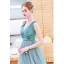 Chic / Beautiful Jade Green Evening Dresses  2019 A-Line / Princess Suede V-Neck Rhinestone Sleeveless Backless Floor-Length / Long Formal Dresses