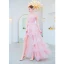 Chic / Belle Rose Bonbon Robe De Soirée 2019 Princesse Bretelles Spaghetti Sans Manches Dos Nu Volants en Cascade Longue Robe De Ceremonie