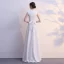 Classy Burgundy Evening Dresses  2019 A-Line / Princess High Neck Bow Lace Flower 1/2 Sleeves Floor-Length / Long Formal Dresses