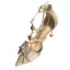 Charming Champagne Evening Party Womens Shoes 2019 Leather Rhinestone T-Strap 8 cm Stiletto Heels Pointed Toe High Heels