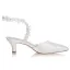Simple Ivoire Satin Chaussure De Mariée 2021 Bride Cheville Faux Diamant En Dentelle Fleur 5 cm Talons Aiguilles À Bout Pointu Mariage Talons Hauts