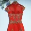 Chic / Beautiful Red Formal Dresses Evening Dresses  2017 Lace Flower Sequins Short Sleeve High Neck Floor-Length / Long A-Line / Princess