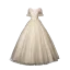 Élégant Conte de fée Champagne Robe De Bal 2020 Robe Boule Encolure Dégagée Faux Diamant En Dentelle Fleur Appliques Manches Courtes Dos Nu Longue Robe De Ceremonie