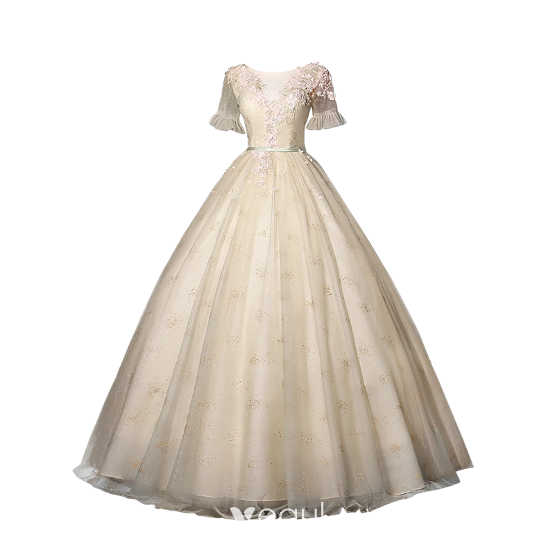 white elegant fairy tale dress Elegant Fairy Tale Blue Prom Ball Gown – Sparkling Tulle Princess Dress main image 1